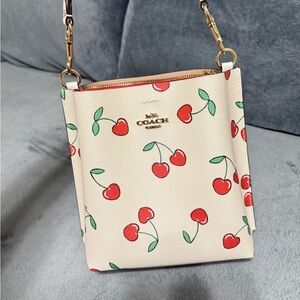 Coach Cream and Red Cherry Print Crossbody Bag